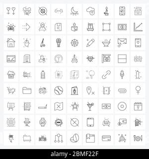 Einfaches Set von 81 Line Icons wie Mond, Fitness, Fitness, Fitness, Fitness-Studio Vektor Illustration Stock Vektor