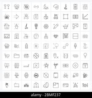 Einfaches Set von 81 Line Icons wie Mond, Fitness, Fitness, Fitness, Fitness-Studio Vektor Illustration Stock Vektor