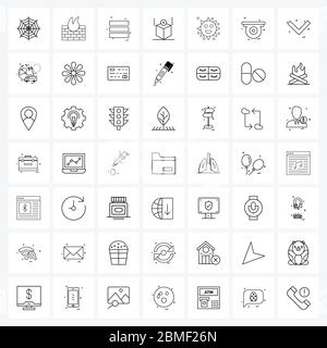 Isolierte Symbole Set von 49 Simple Line Icons von Baby, Sonne, ui, unvollständig, Lieferbox Vektor Illustration Stock Vektor