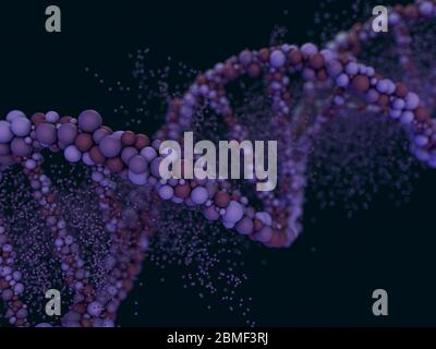 DNA-Kette. Abstrakten wissenschaftlichen Hintergrund. Schöne Illustration. Biotechnologie, Biochemie, Genetik und Medizin Konzept. 3D-Rendering Stockfoto