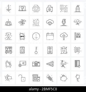 36 Universal Icons Pixel Perfect Symbole für Bug, Smartphone, Druck, Toaster, Frühstück Vektor Illustration Stock Vektor