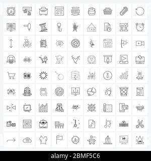 Set von 81 Simple Line Icons von Social, Medien, Aktentasche, Marketing, Website Vektor Illustration Stock Vektor