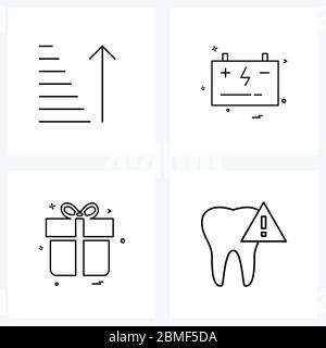 Set von 4 UI Icons und Symbole für bis, Geschenk , Volumen, elektrisch, Geschenkbox Vektor Illustration Stock Vektor