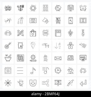 49 Universal Icons Pixel Perfect Symbole von Erde, Haus, Sonne, Aufhänger, Vektor Illustration Stock Vektor