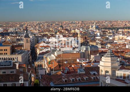 Blick über die Dächer von Madrid an der Plaza del Callao, Madrid, Spanien, Europa Stockfoto