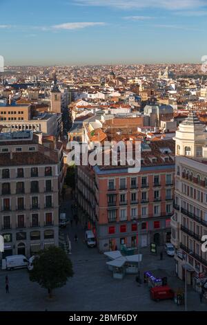 Blick über die Dächer von Madrid an der Plaza del Callao, Madrid, Spanien, Europa Stockfoto