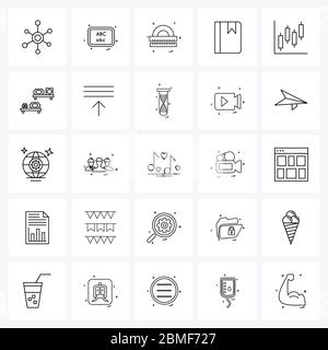 Packung mit 25 Universal Line Icons für Web-Anwendungen Diagramm, Geschäft, Skala, Analyse, Bildung Vektor Illustration Stock Vektor