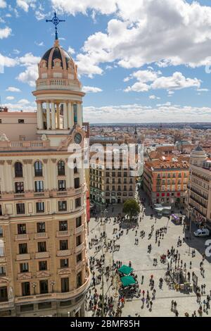 Blick auf die Plaza del Calao aus erhöhter Position, Madrid, Spanien, Europa Stockfoto