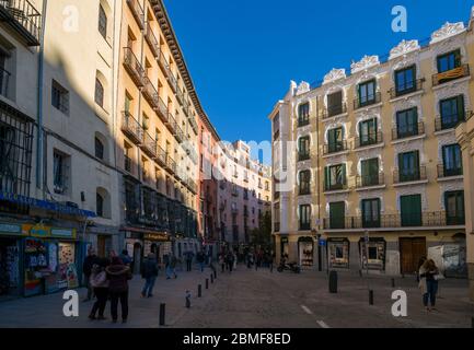 Blick auf die Architektur in der Calle Cava de San Miguel, Madrid, Spanien, Europa Stockfoto