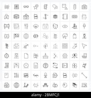 81 Interface Line Icon Set moderner Symbole auf Smartphone, Handy, Brille, Liebe, Bewertung Vektor Illustration Stock Vektor