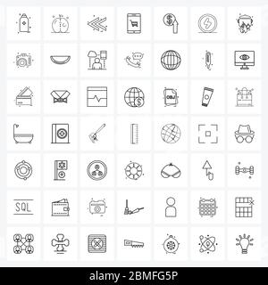 49 editierbare Vektorliniensymbole und moderne Symbole des Warenkorb, online, Supermarkt, mobil, links Vektorgrafik Stock Vektor