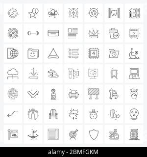 49 Interface Line Icon Set moderner Symbole auf Taste, Getriebe, Technik, Freitag, Sale Vektor Illustration Stock Vektor