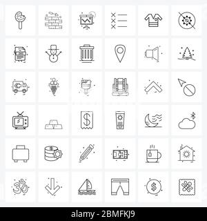 Set von 36 Universal Line Icons von Hemd, Sterne, Vorstand, Listen, Asterisk Vektor Illustration Stock Vektor