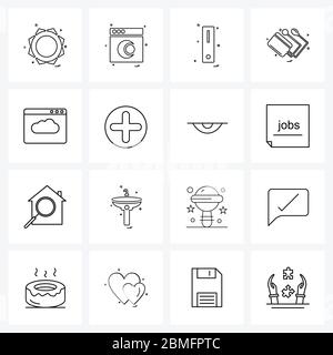 Packung mit 16 Universal Line Icons für Web-Anwendungen, Krankenhaus, Internet, Krankenhaus, pc Vektor Illustration Stock Vektor