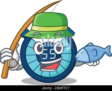 Cartoon Design Konzept der Sanduhr beim Angeln Stock Vektor