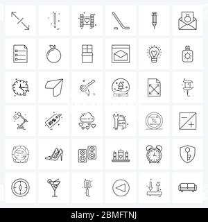 36 Universal Icons Pixel Perfect Symbole für Spritze, Sport, Liebe, Puck, Club Vektor Illustration Stock Vektor