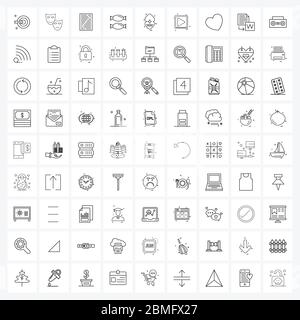 81 Interface Line Icon Set von modernen Symbolen auf Herz, süß, Theater, Süßigkeiten, schreiben Vektor Illustration Stock Vektor