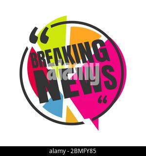 Breaking News Logo-Symbol für Nachrichten unterhaltsame zeigen Zeichen Banner Vektor-Illustration auf Kreis Form Stil Hintergrund Stock Vektor