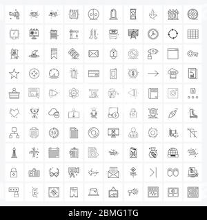 100 Universal Line Icon Pixel Perfect Symbole für Halloween, Salon, Web, Make-up, Kosmetik Vektor Illustration Stock Vektor