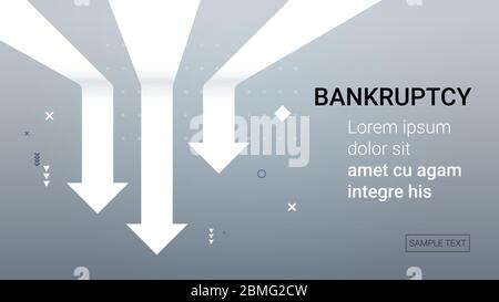 Fallen nach unten wirtschaftlichen Abwärtspfeile Finanzkrise Konkurs Covid-19 Markt Rezession Konzept horizontale Kopie Raum Vektor Illustration Stock Vektor