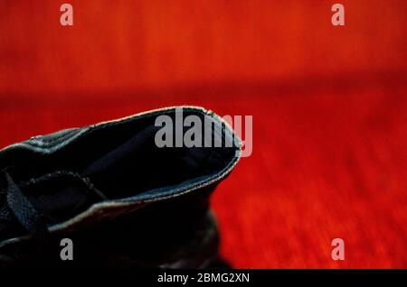 Zerlumpte Schwarze Stilvolle Schuhe, Vintage Schwarz Stilvolle Schuhe Stockfoto