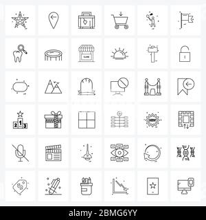 36 Universal Icons Pixel Perfect Symbole Badminton, Sport, Koffer, Einkaufen, Kasse Vektor Illustration Stock Vektor