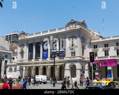 Santiago de Chile, Chile - 23. Januar 2018: Das Teatro Municipal, Nationaloper von Chile ist das wichtigste Theater und Opernhaus in Sant Stockfoto