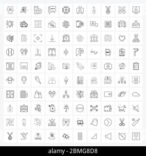 Mobile UI Line Icon Set von 100 modernen Piktogrammen von Schaltung, Basic, cpu, E-Mail, Nachricht Vektor Illustration Stock Vektor