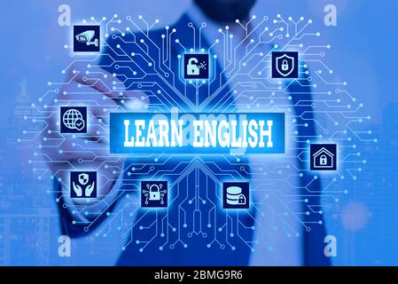 Handschriftentext Englisch lernen. Konzeptfoto Universal Language einfach Kommunikation und verstehen Stockfoto