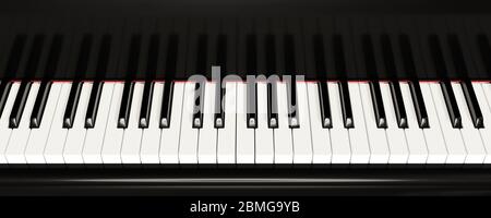 Klavier Tastatur Nahaufnahme Ansicht 3D-Abbildung Stockfoto