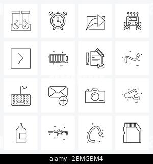 16 Universal Icons Pixel Perfect Symbole für Reisen, Stunt Jeep, Zeitmesser, Jalopy, teilen Vektor Illustration Stock Vektor