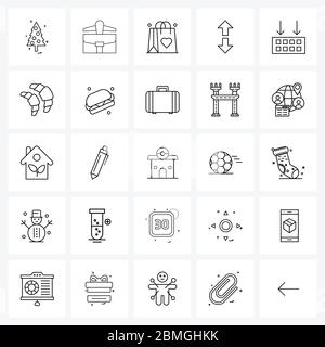 UI Set von 25 Basic Line Icons von Gegenteil, Austausch, Urlaub, Richtung, Herz Vektor Illustration Stock Vektor