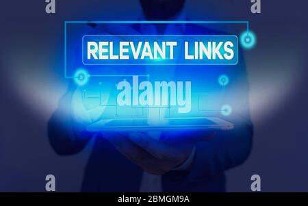 Konzeptionelle Handschriften mit relevanten Links. Konzept Bedeutung bedeutende Standorte für ein bestimmtes Thema zugeordnet Stockfoto