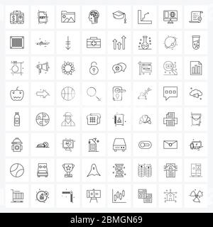 64 Universal Icons Pixel Perfect Symbole für Absolvent, Robotik, Schlüssel, künstliche Intelligenz, Landschaft Vektor Illustration Stock Vektor