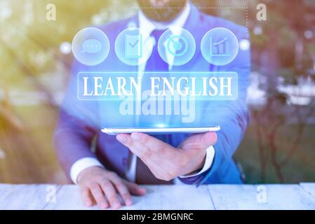 Handschriftentext Englisch lernen. Konzeptfoto Universal Language einfach Kommunikation und verstehen Stockfoto