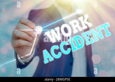 Konzeptionelle Handschrift zeigt Arbeit Unfall. Konzept Bedeutung Fehler Verletzung passiert in der Stelle Getting verletzt Stockfoto