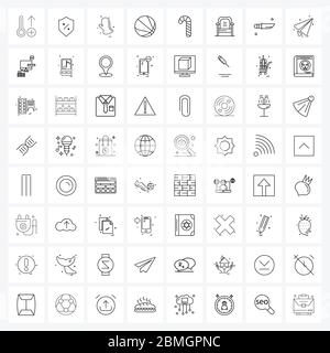 64 Universal Icons Pixel Perfect Symbole des Sessels, süß, Handschuhe, Süßigkeiten, Kugel Vektor Illustration Stock Vektor