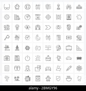 64 Universal Icons Pixel Perfect Symbole von Schach, Daten, Sicherheit, Konzept, Tücher Vektor Illustration Stock Vektor