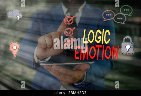 Textzeichen mit Logic Emotion. Geschäftsfoto zeigt unangenehme Gefühle wandte sich an Selbstachtung vernünftige Geist Stockfoto