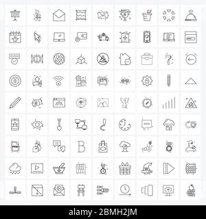 81 Interface Line Icon Set von modernen Symbolen auf E-Mail, Schneiderei, e, Nähen, Maschine Vektor Illustration Stock Vektor