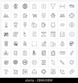 64 Universal Icons Pixel Perfect Symbole des Filters, i, Wide, Information, Multimedia Vektor Illustration Stock Vektor