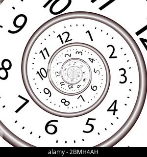 Spiraluhr - Konzept der unendlichen Zeit Stockfoto