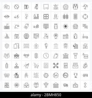 81 Interface Line Icon Set moderner Symbole auf Elektrokardiogramm, ekg, Möbel, Nagelknipser, Make-up Vektor Illustration Stock Vektor