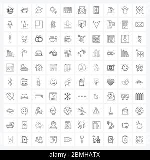 UI-Satz von 100 Basic Line Icons von Business, Suche, Reisen, Suche, Chat Vektor Illustration Stock Vektor