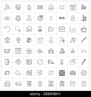 64 Universal Icons Pixel Perfect Symbole sicher, dsgvo Schutz, romantisch, Theater, Film Vektor Illustration Stock Vektor