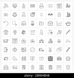 64 Universal Icons Pixel Perfect Symbole sicher, dsgvo Schutz, romantisch, Theater, Film Vektor Illustration Stock Vektor