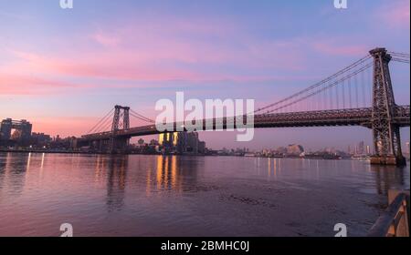 Frühe Rosa Farbe Monrning Blick Von Manhattan Nach New Jersey Stockfoto