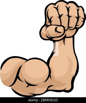 Muskulöse Cartoon Arm bicep Muskel und Faust Stock Vektor