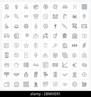 81 Interface Line Icon Set moderner Symbole auf ui, Gear, Science, Money, Meal Vector Illustration Stock Vektor