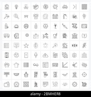 81 Interface Line Icon Set moderner Symbole auf ui, Gear, Science, Money, Meal Vector Illustration Stock Vektor